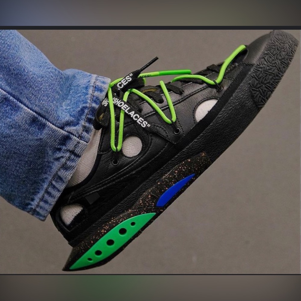Off-White X Nike Blazer Low Black Electro Green Men’s Size 8 1/2 New With Tags